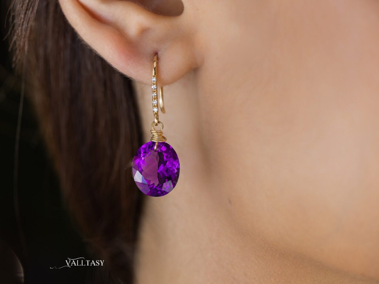 Luxury Natural Colored Treasure Amethyst Earrings Earrings Group sett –  Planderful Shop