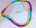 Solid Gold 14K Double Rainbow and Opal Necklace, Multi Strand Colorful Beaded Necklace with Welo Opals
