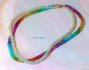 Solid Gold 14K Double Rainbow and Opal Necklace, Multi Strand Colorful Beaded Necklace with Welo Opals