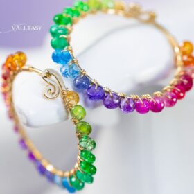 The Infinity Earrings – Solid Gold 14K Rainbow Hoop Earrings
