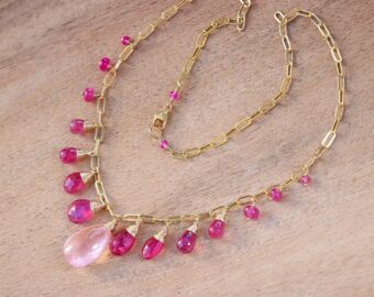Rose Quartz and Pink Sapphires Pink Gemstone Necklace
