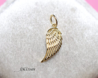 Solid Gold 14K Angel Wing Charm