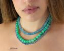 Solid Gold 14K Chrysoprase Sphere Beaded Gemstone Necklace, One of a Kind