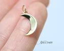 Solid Gold 14K Crescent Charm, Half Moon Charm