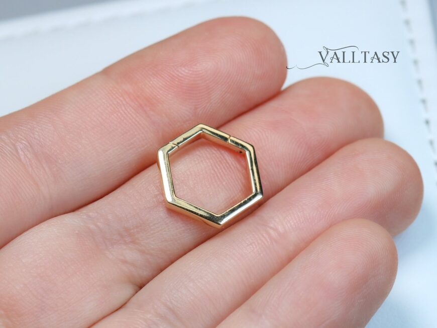 Solid Gold 14K Hexagon Connector