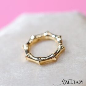 The Textured Connector – Solid Gold 14K Textured Bamboo Shaped Connector