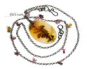 Dendritic Agate with Purple and Pink Spinel, Statement Necklace in Oxidized Silver, One of a Kind