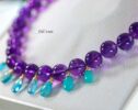 Solid Gold 14K Silk Knotted Charm Gemstone Purple Amethyst Necklace, One of a Kind