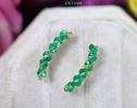 Solid Gold 14K Emerald Stud Earrings, Zambian Emerald Earrings, Crawler Earrings