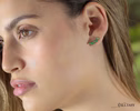 Solid Gold 14K Emerald Stud Earrings, Zambian Emerald Earrings, Crawler Earrings