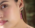Solid Gold 14K Emerald Stud Earrings, Zambian Emerald Earrings, Crawler Earrings