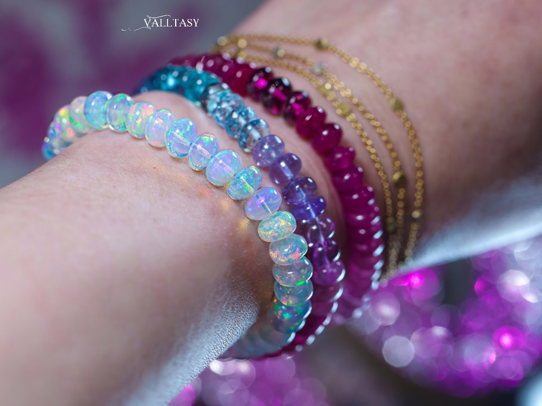 Solid Gold 14K Ethiopian Opal Bracelet, Large Welo Opal Bracelet