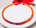 Solid Gold 14K Mexican Fire Opal Necklace, Orange Red Statement Necklace