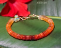 Solid Gold 14K Mexican Fire Opal Bracelet, Red Orange Statement Bracelet