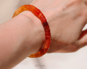 Solid Gold 14K Mexican Fire Opal Bracelet, Red Orange Statement Bracelet