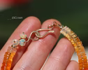 Solid Gold 14K Mexican Fire Opal Bracelet, Red Orange Statement Bracelet