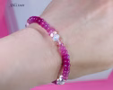 Solid Gold 14K Pink Sapphire, Pink Ruby and Opal Bracelet, Pink Gemstone Bracelet