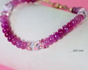 Solid Gold 14K Pink Sapphire, Pink Ruby and Opal Bracelet, Pink Gemstone Bracelet