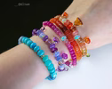 Solid Gold 14K Pink Sapphire, Pink Ruby and Opal Bracelet, Pink Gemstone Bracelet