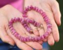 Solid Gold 14K Madagascar Rose Quartz and Pink Sapphire Necklace, Pink Gemstone Beaded Necklace