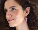 - Solid Gold 14K Pink Amethyst and Pink Ruby Heart Earrings, Unique Earrings Design