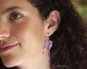 - Solid Gold 14K Pink Amethyst and Pink Ruby Heart Earrings, Unique Earrings Design