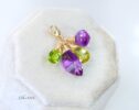 Solid Gold 14K Amethyst and Peridot Charm with a Lobster Clasp