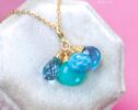 Solid Gold 14K Larimar and Aquamarine Charm with a Lobster Clasp