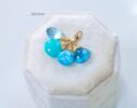 Solid Gold 14K Larimar and Aquamarine Charm with a Lobster Clasp