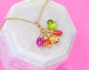 - Solid Gold 14K Multi Gemstone Charm with a Lobster Clasp