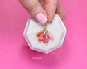 Solid Gold 14K Pink Opal and Italian Pink Coral Charm with a Lobster Clasp