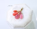 Solid Gold 14K Pink Opal and Italian Pink Coral Charm with a Lobster Clasp