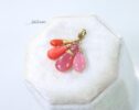 Solid Gold 14K Pink Opal and Italian Pink Coral Charm with a Lobster Clasp