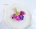 Solid Gold 14K Pink Sapphire and Pink Tourmaline Charm with a Lobster Clasp