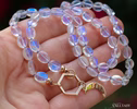 Solid Gold 14K Silk Knotted Rainbow Moonstone Necklace