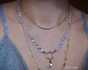 Solid Gold 14K Silk Knotted Rainbow Moonstone Necklace
