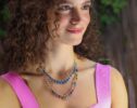 14K Solid Gold Multi Color Tourmaline Necklace, Colorful Tourmaline Drop Necklace