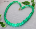 Solid Gold 14K Chrysoprase Sphere Beaded Gemstone Necklace, One of a Kind