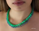 Solid Gold 14K Chrysoprase Sphere Beaded Gemstone Necklace, One of a Kind
