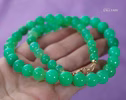Solid Gold 14K Chrysoprase Sphere Beaded Gemstone Necklace, One of a Kind
