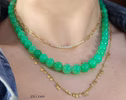 Solid Gold 14K Chrysoprase Sphere Beaded Gemstone Necklace, One of a Kind