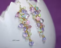 - Solid Gold 14K Ethiopian Opal and Lavender Pink Gemstone Earrings