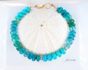 Solid Gold 14K Turquoise Bracelet, Aqua Blue Gemstone Bracelet with Turquoise, Grandidierite and Apatite