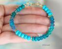 Solid Gold 14K Turquoise Bracelet, Aqua Blue Gemstone Bracelet with Turquoise, Grandidierite and Apatite