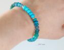 Solid Gold 14K Turquoise Bracelet, Aqua Blue Gemstone Bracelet with Turquoise, Grandidierite and Apatite
