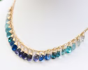 Blue Gemstone Gradated Necklace with Kyanite, Aquamarine and Topaz
