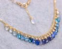 Blue Gemstone Gradated Necklace with Kyanite, Aquamarine and Topaz