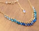 Blue Gemstone Gradated Necklace with Kyanite, Aquamarine and Topaz