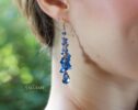 Blue Kyanite Earrings, Blue Long Cluster Gemstone Earrings