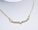 Ethiopian Opal Gemstone Bar Necklace Wire Wrapped in Gold Filled